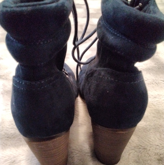 Women's SM New York Blue Suede Combat Boots     Size 7 - Picture 5 of 6